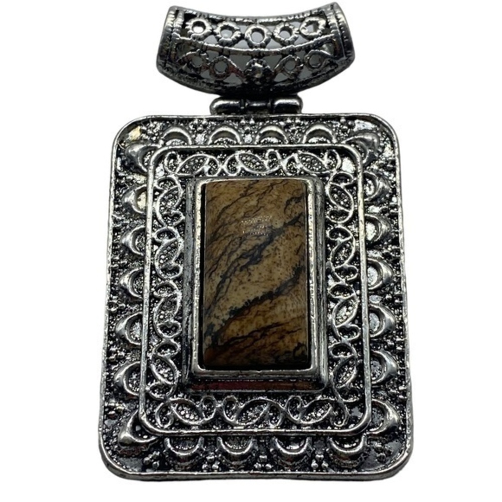 Elephant Skin Jasper Gemstone Sterling Silver 925 Pendant 2.5in